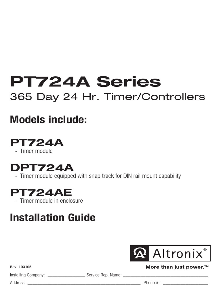 PT724A Timer Installation Guide | PDF | Relay | Computing