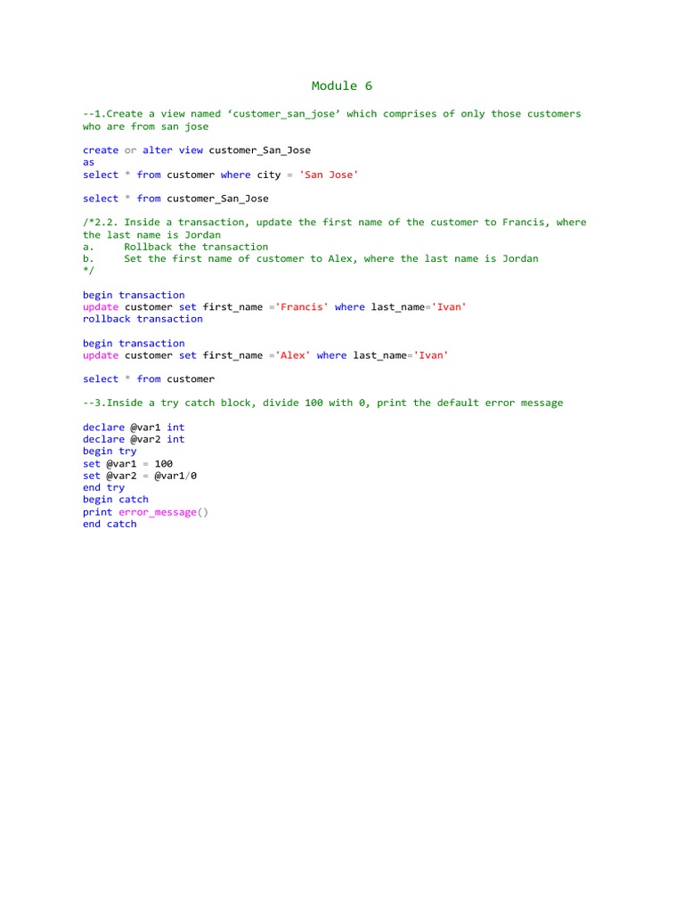 Creating Views and Transactions to Update Customer Records from San