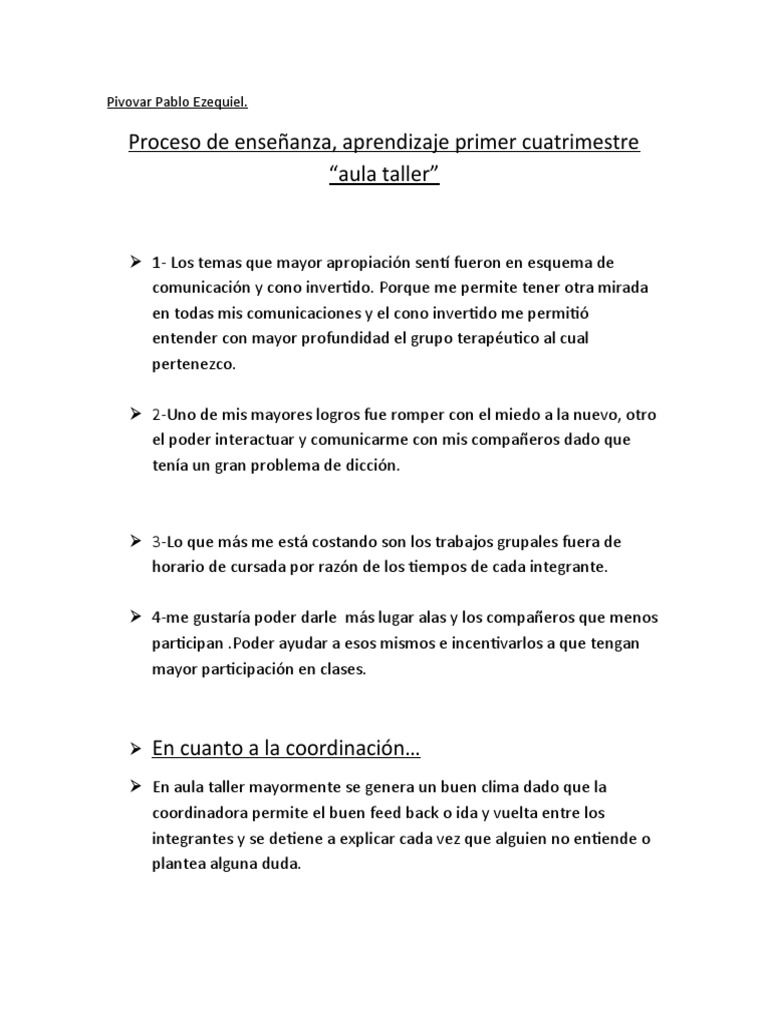 Aula Taller 1 | PDF | Crecimiento personal y profesional