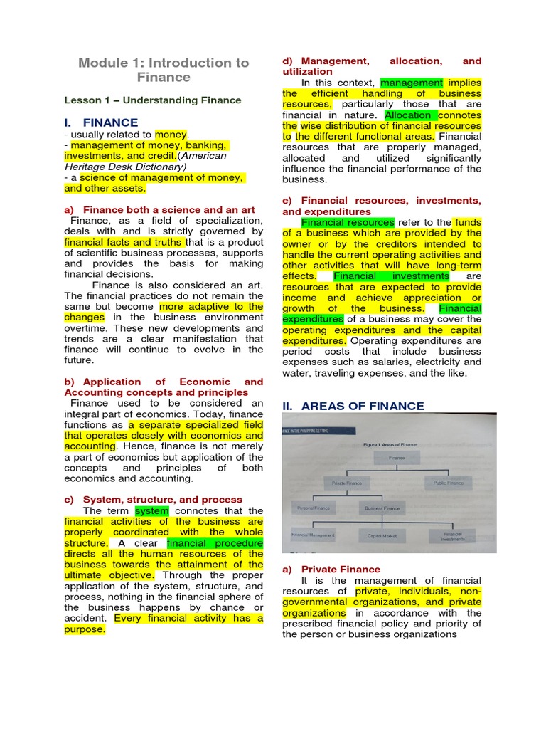 Introduction to Finance Concepts | PDF | Business | Finance & Money ...