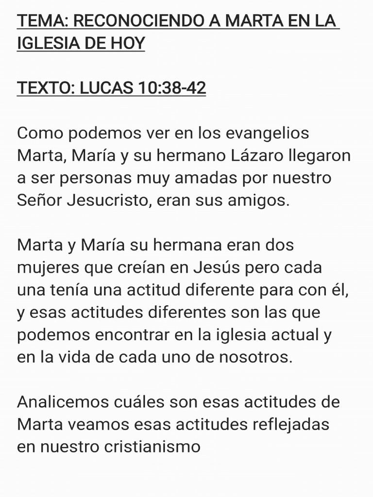 Reconociendo A Martha en La Iglesia | PDF