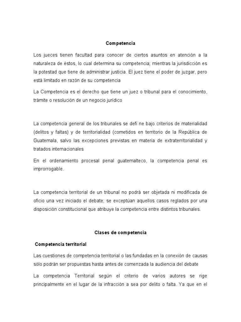 Competencia y Jurisdicción en Guatemala | PDF | Jurisdicción | Ley procesal