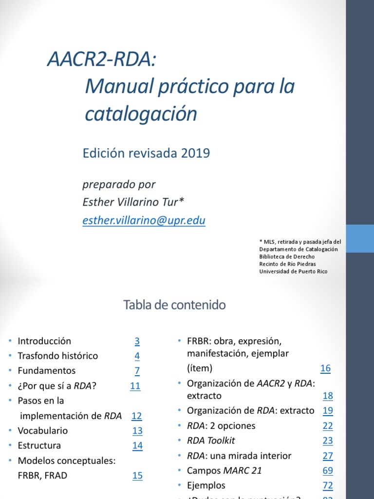 Aacr2 Rda Pdf La Ciencia De La Biblioteca Ciencias De La Información