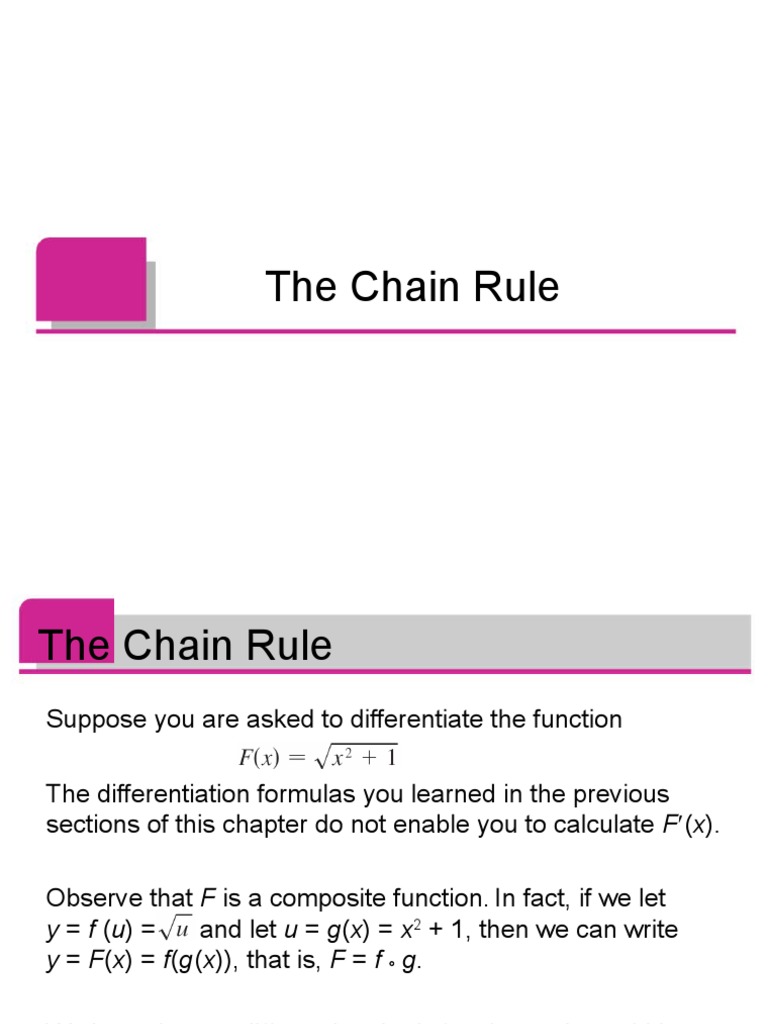 The Chain Rule PDF Derivative Function (Mathematics)