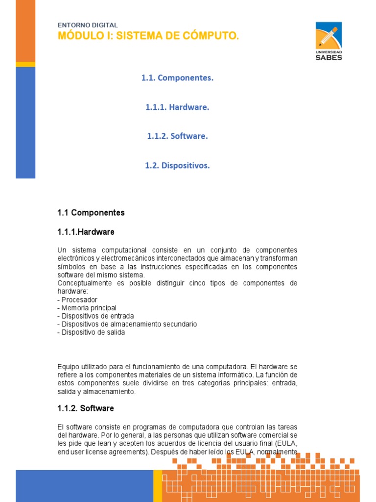 Componentes del Sistema de Cómputo | PDF | Hardware de la computadora ...