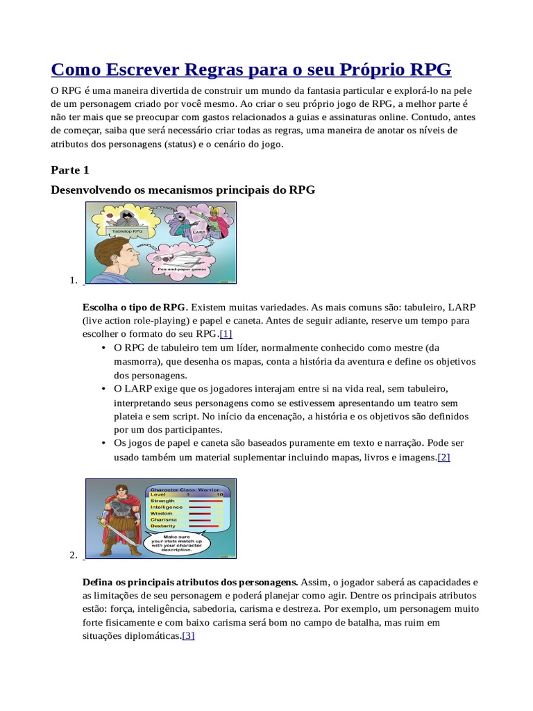 Como Fazer Um RPG Do Zero 2 | PDF | Jogos de RPG