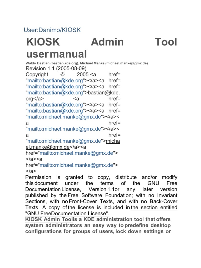 Kiosk Admin Tool User Manual | PDF | Desktop Environment | Utility Software