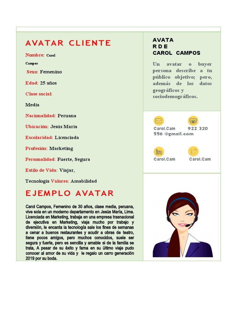 Avatar Cliente: Carol Campos | PDF