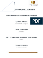 ACT. 1.4 Mapa Mental-Clasificación de Las Ciencias - Gómez López Gabriel