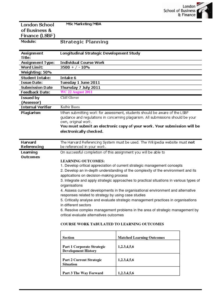 Strategic Development Study Assignment | PDF | Strategic Management ...