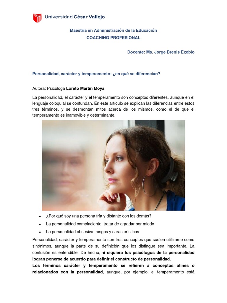Diferencias entre carácter y temperamento | PDF | Temperamento ...
