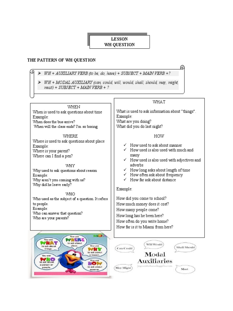 Understanding WH Questions | PDF | Verb | Question