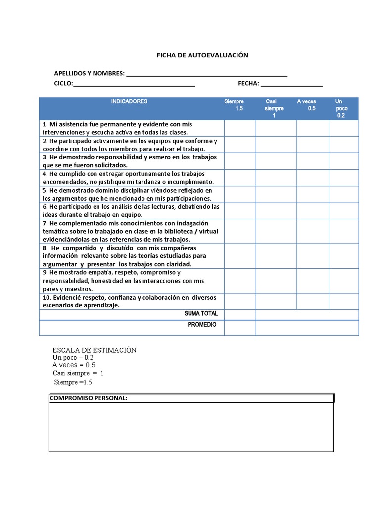 AUTOEVALUACIÓN | PDF