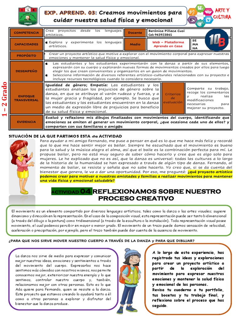 Arte y Cultura 1 y 2 - Sem 10b | PDF | Bailes | Las emociones