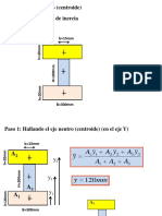 Cálculo del momento de inercia y punto de carga de una sección en T