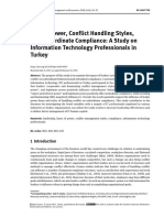 Leader Power, Conflict Handling Styles, and Subordinate Compliance: A Study On Information Technology Professionals in Turkey