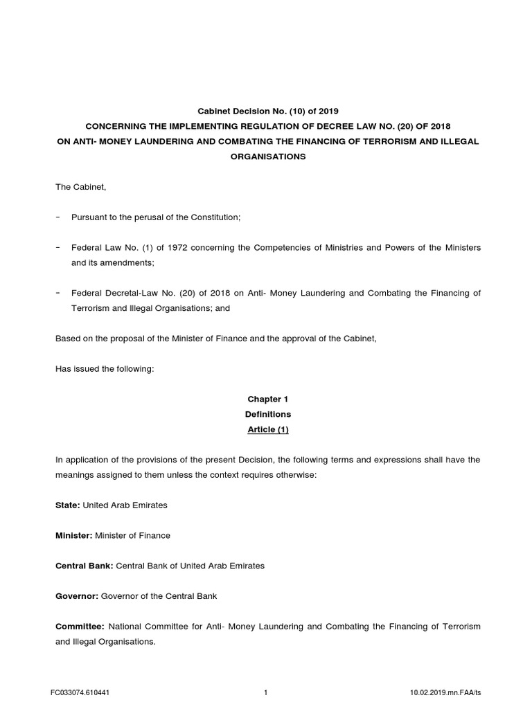 Decision No. (10) of 2019 PDF Money Laundering Banks