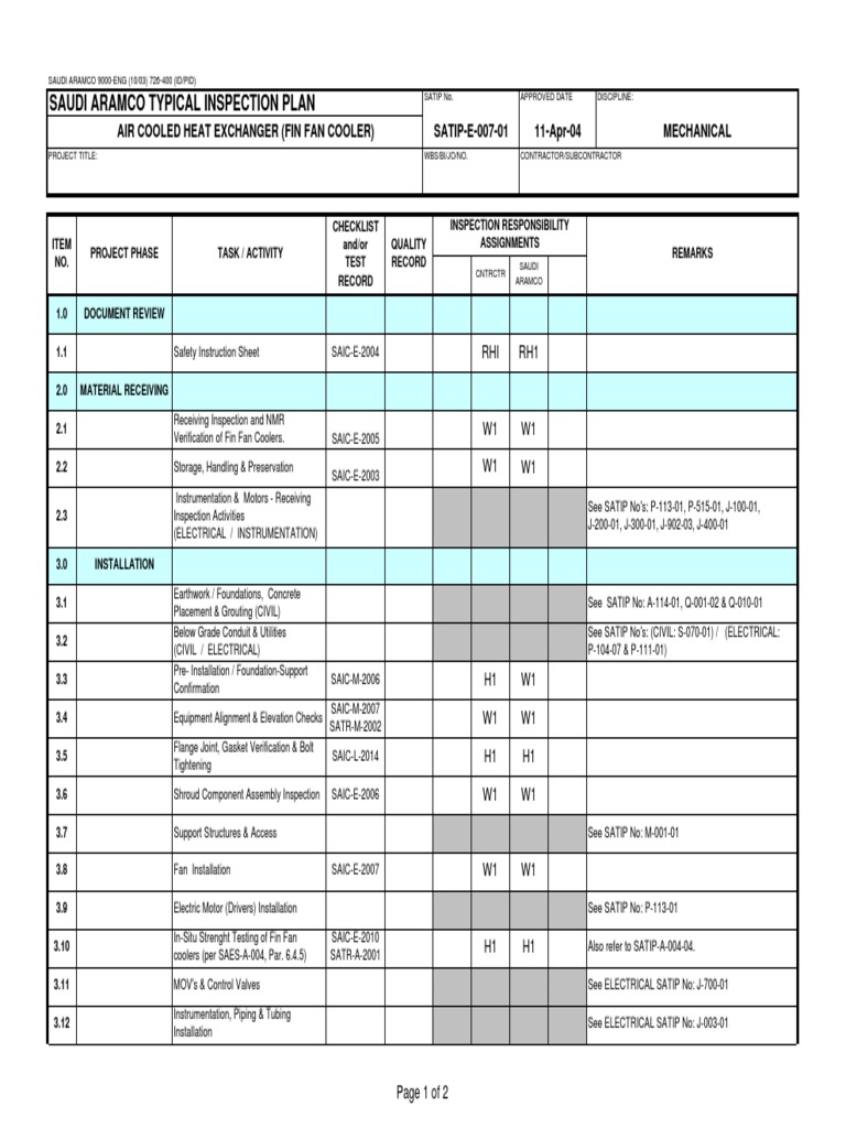 Fin Fan Cooler Inspection Plan | PDF | Pipe (Fluid Conveyance ...