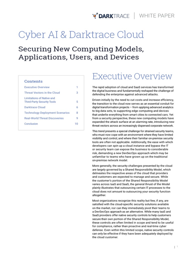 Darktrace Cloud Security Overview | PDF | Cloud Computing | Security