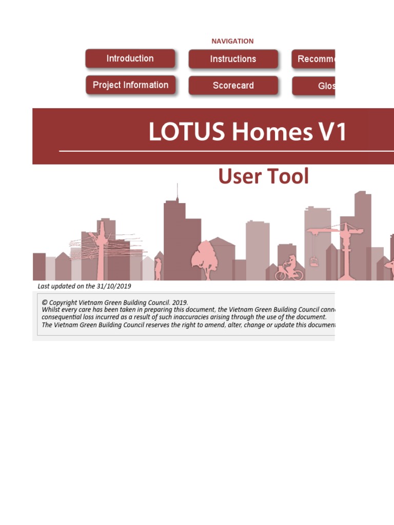 LOTUS Homes V1 User Tool 31.10.19 | PDF | Green Building