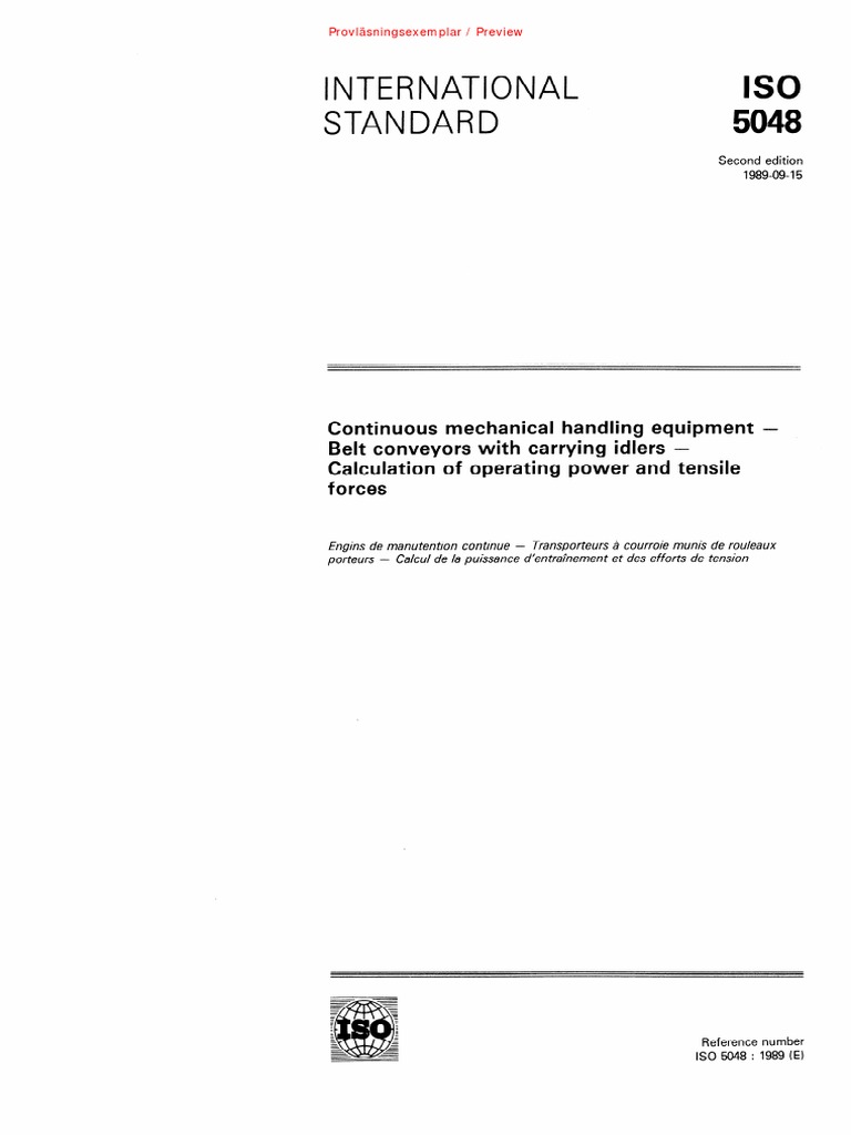 ISO 5048: Belt Conveyor Power Calculations | PDF | Belt (Mechanical ...
