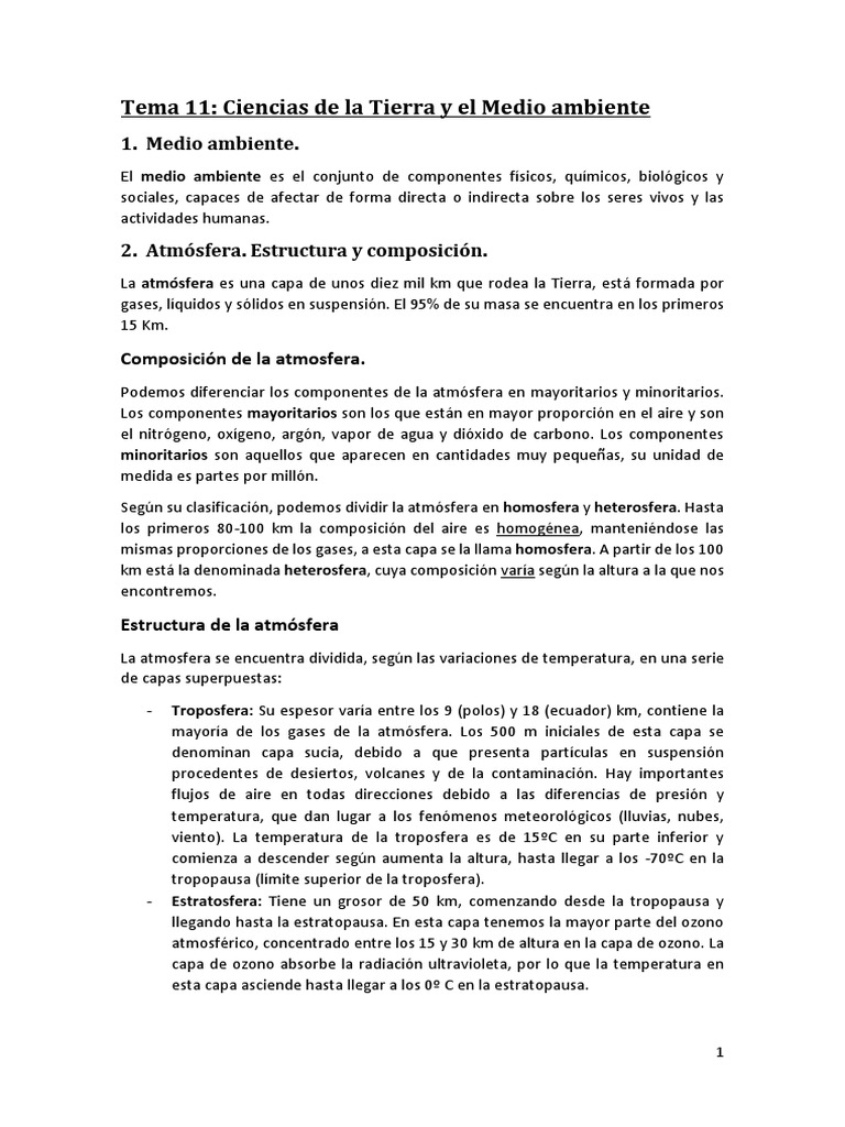 Tema 11. Ciencias de La Tierra y El Medio Ambiente. | PDF | Agua | Suelo