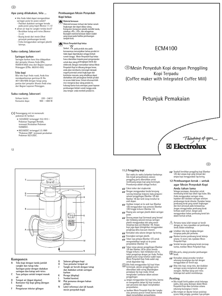 ECM4100 Petunjuk Pemakaian - Electrolux - Co.id | PDF