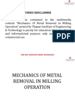 Mechanics of Metal Removal in Milling Operation