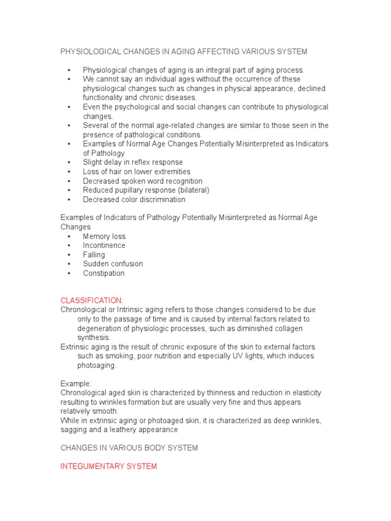 Aging-Related Physiological Changes | PDF | Urinary Incontinence | Heart