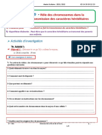 T.P.A N° 19: Rôle Des Chromosomes Dans La Transmission Des Caractères Héréditaires