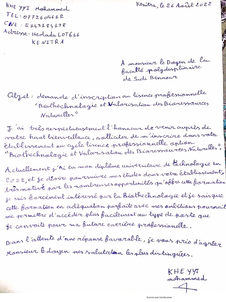 comment faire une demande manuscrite pour le travail
