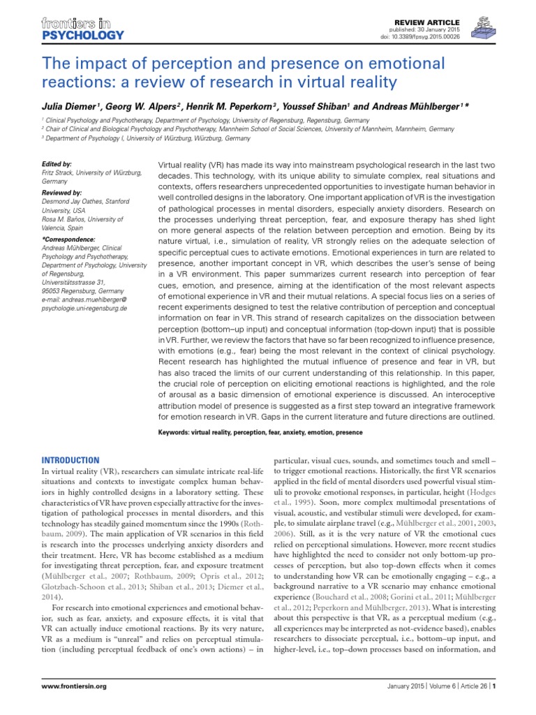 Diemer Et Al., 2015-The Impact of Perception and Presence On Emotional ...