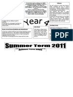 Y4 Termly Overview Summer 2011