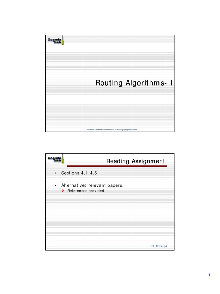 Routing Algorithms Routing Algorithms - II: Reading Assignment Reading ...