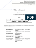 Audit Environnemental de La Région D'arzew - Wilaya D'oran: Thèse de Doctorat