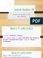 Bangladesh Studies, PI: Revision Class For BDS CT-1 (PI) Date: 22/08/2022