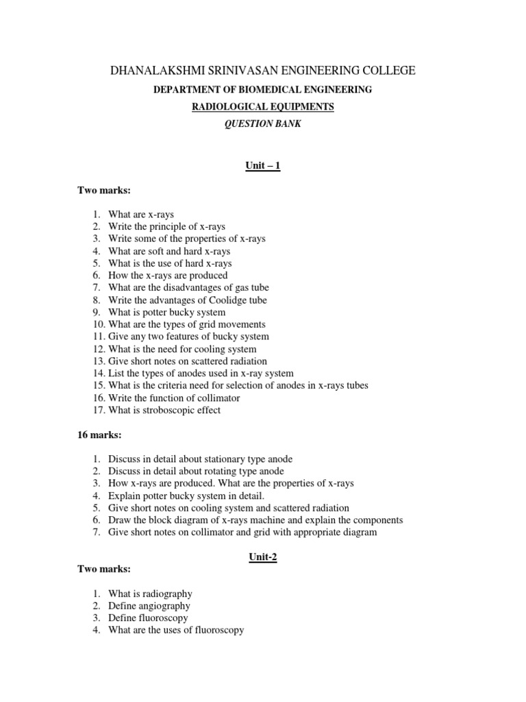 BM1352 Radiological Equipment PDF Radiography Ct Scan