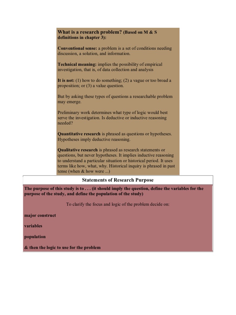 What Is A Research Problem | PDF | Logic | Quantitative Research