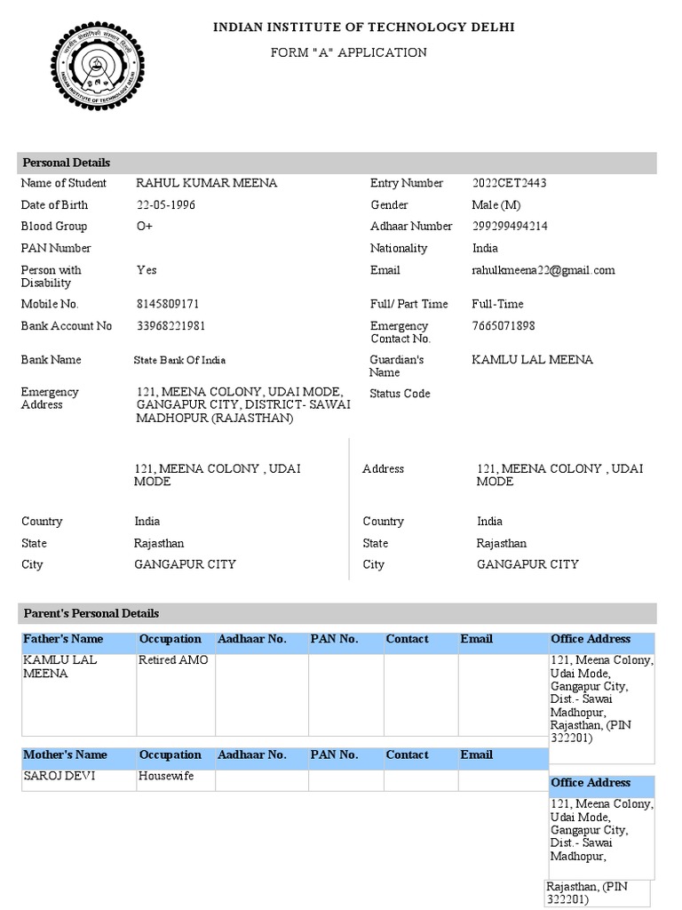 Form A Student Corner Pdf