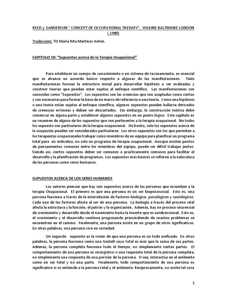 REED y SANDERSON. Cap 19. Supuestos Acerca de La TO PDF Terapia