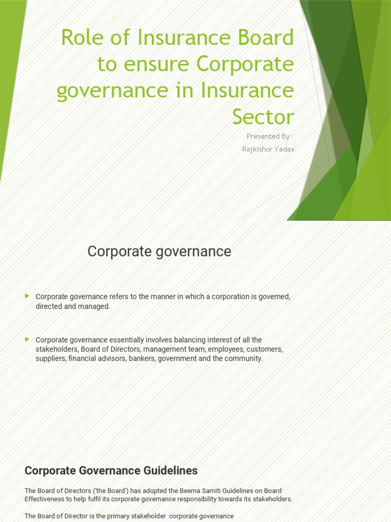 Corporate Governance in Insurance Sector | PDF | Corporate Governance ...