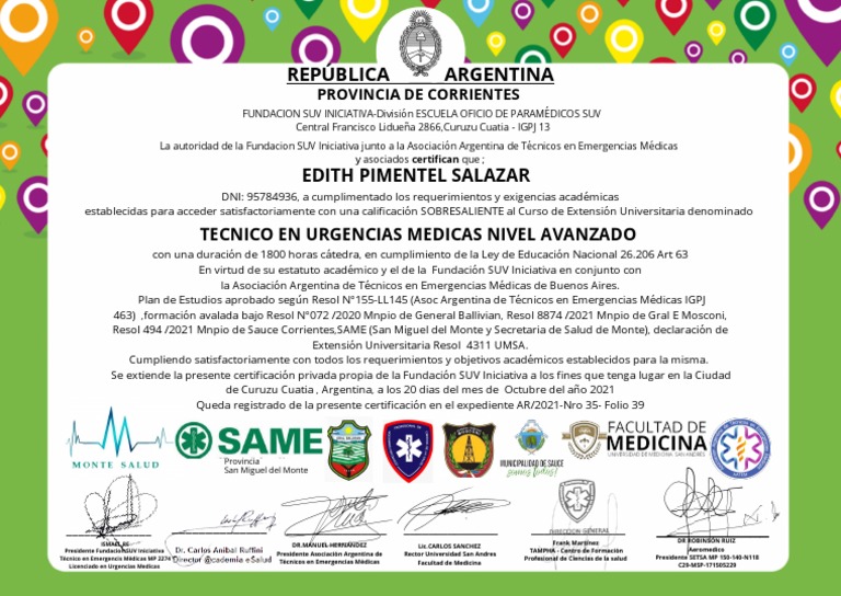 Certificación en Urgencias Médicas Argentina | PDF | Paramédico | Medicina