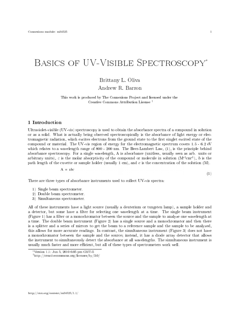 research papers on uv visible spectroscopy