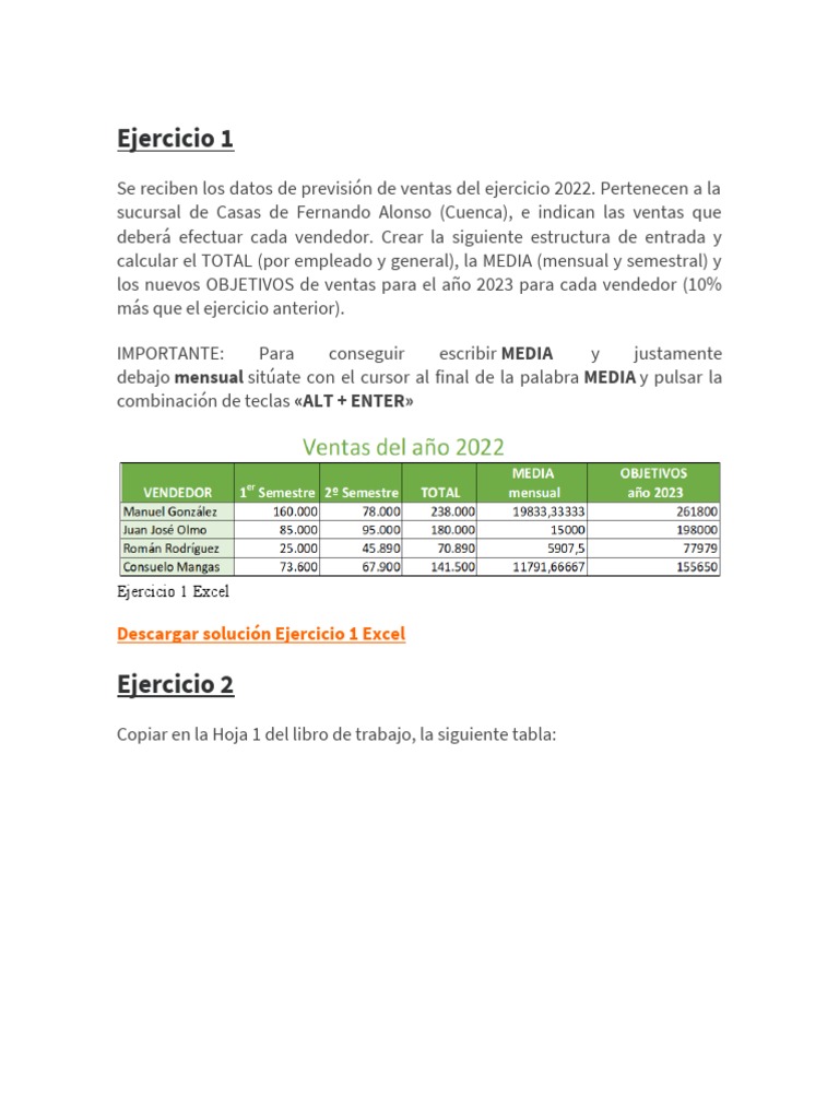 Ejercicios Prácticos de Excel Resueltos | PDF | Microsoft Excel | Hoja ...