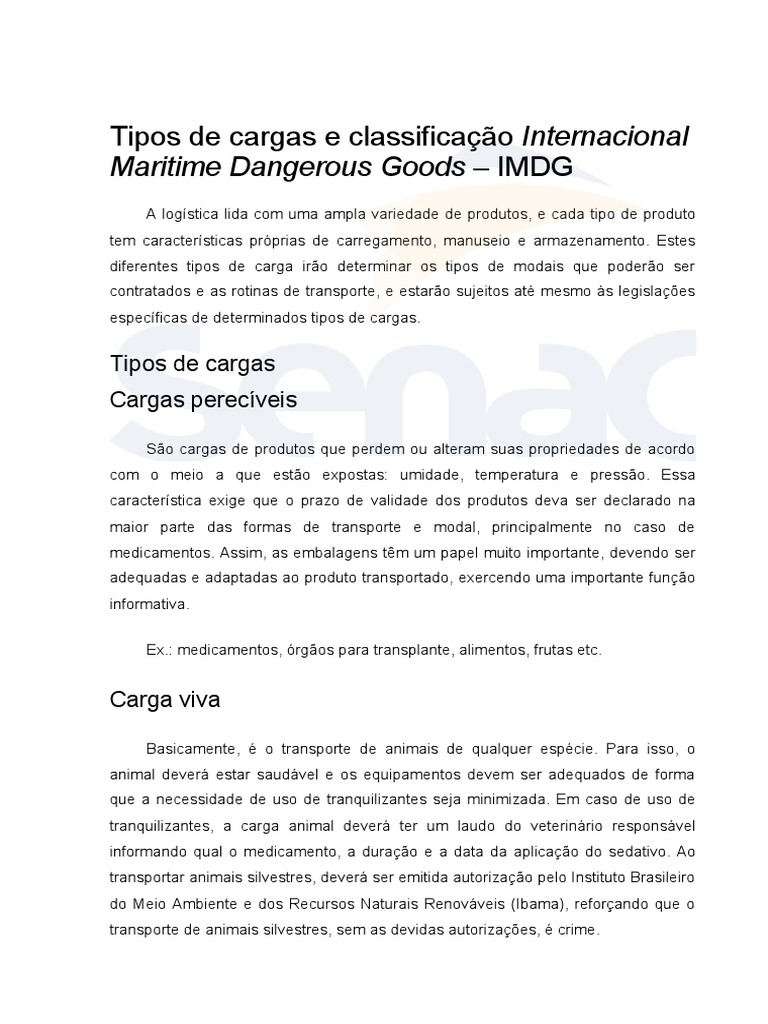 Classificação de Cargas Internacionais | PDF | Combustão | Embalagem e ...
