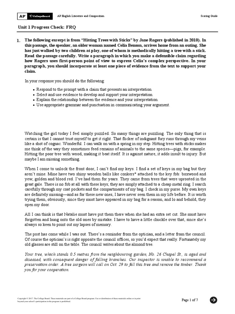 Hitting Trees Excerpt PDF Thesis Narration