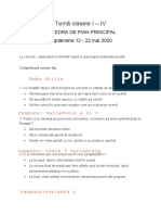 Temă Clasele I - IV: Catedra de Pian Principal Săptămâna 12 - 22 Mai 2020