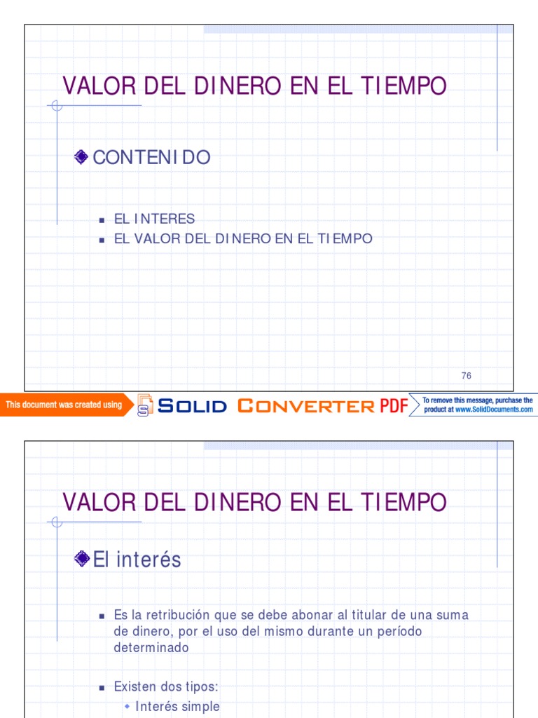 Valor del Dinero en el Tiempo | PDF | Interés | Tasas de interés
