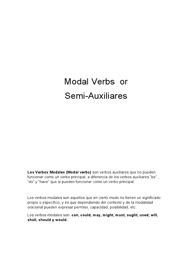 Verbos Modales en Inglés: Guía Completa | PDF | Verbo | Conjugación ...
