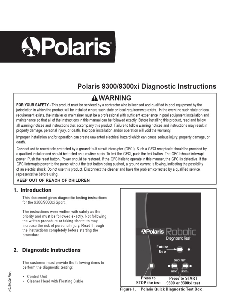 Polaris 9300 Diagnostic Instructions PDF Manufactured Goods